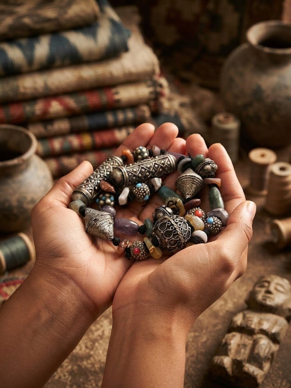 Vintage Global Trade Bead Destash Lot 70g Tibetan Tribal Style
